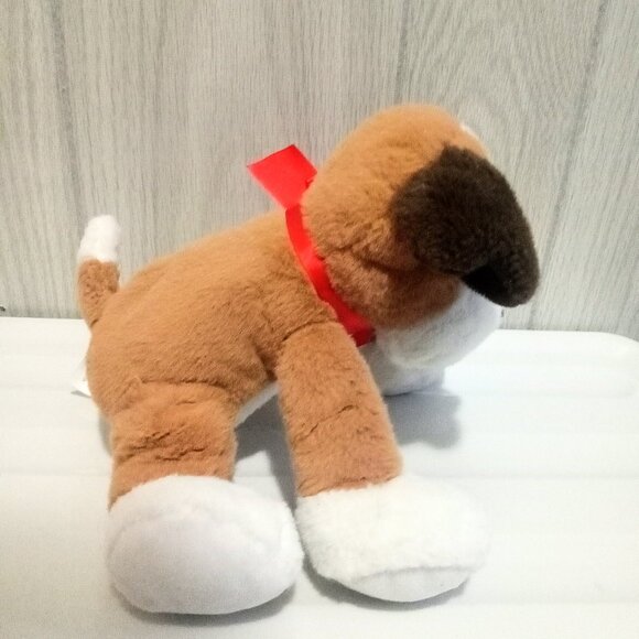 Animal Adventures Stuffed Dog Cute Red Ribbon Plush Kid's Children's Toy Plushie - Picture 2 of 5
